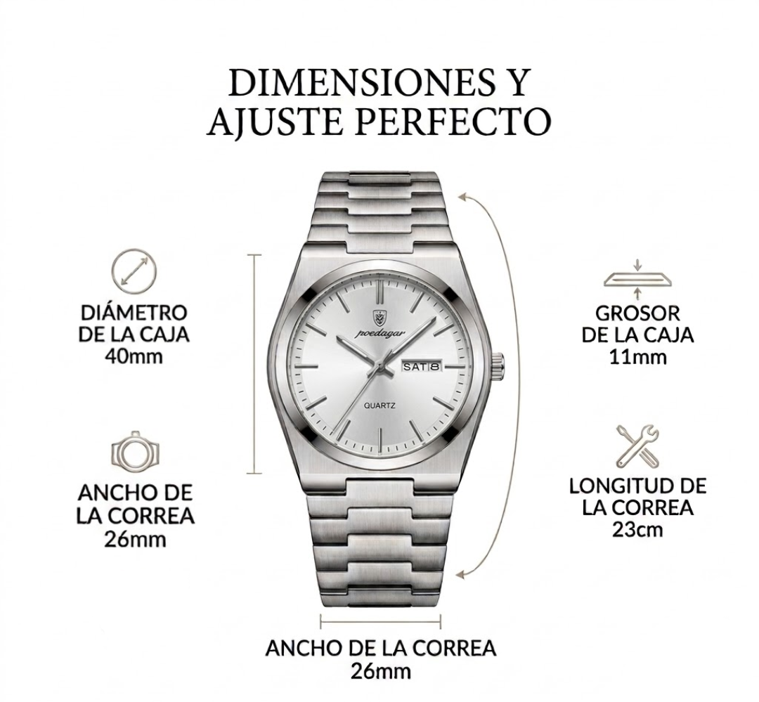 Reloj Poedagar Executive - Plata